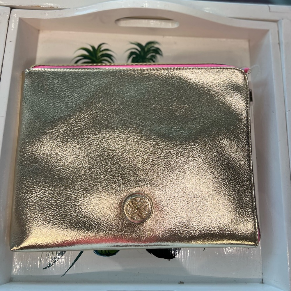 Lilly Pulitzer luxury  gold travel/tablet/storage Zip Pouch  ⭐️Accessory bag⭐️